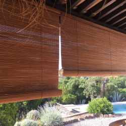 Bambus roll up skygge for innendørs eller utendørs, etter overflatebehandling