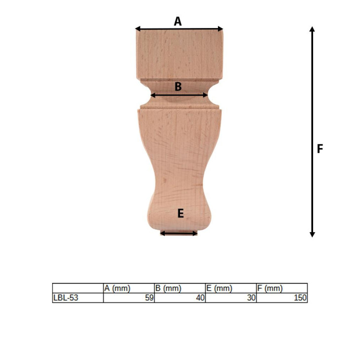 Picioare de mobilier din lemn, picioare pătrate de mobilier din fag, 150mm înălțime