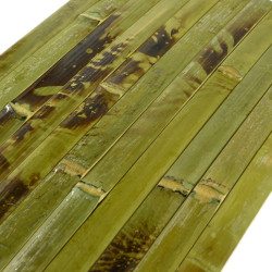 Mur de bambou vert collé sur un surface en textile