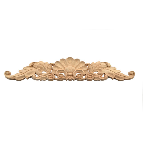 Wood crown molding with acanthus leaf carving, exotic wood