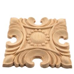 Square shape wood appliques with acanthus leaf carving