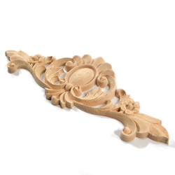 Moldagem de coroa de madeira com motivo floral, madeira exótica