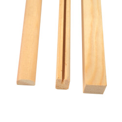 Bambus Rollos mit Kieferleisten, an denen die Mechanik befestigt werden kann