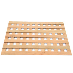 Medinės grotelių plokštės, naudojamos kaip sieninių ventiliacijos angų dangčiai arba medinės durų plokštės