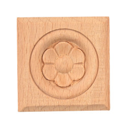Moldura esquinera de madera con motivos florales, aplique cuadrado de madera