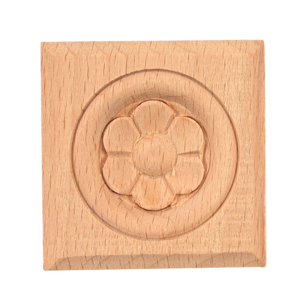 Listwa narożna drewniana z wzorami kwiatowymi, kwadratowa aplikacja drewniana