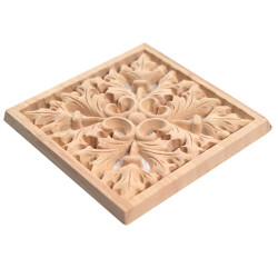 Vierkante houten applique, houtsnijwerk met acanthusblad snijwerk