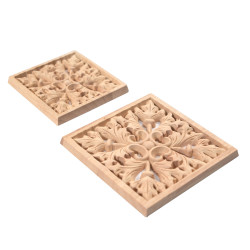Kvadratne lesene aplikacije, lesene rezbarije z izrezovanjem akantovih listov