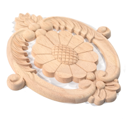 Floral patterned oval wooden carvings for decoration