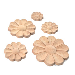 Floral patterned wood carvings in multiple sizes