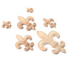French lily wood decorations in several sizes made of natural exotic wood.