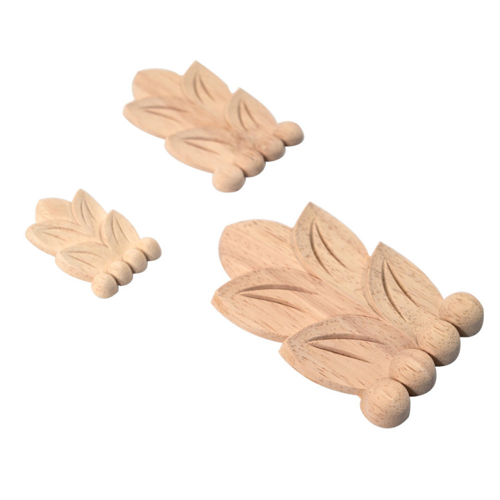 Lövsnideri kolonnhuvud, träprydnader för att renovera gamla möbler