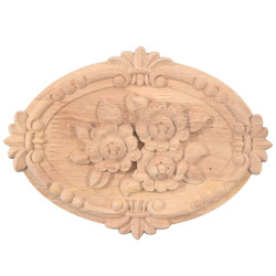 Sculture in legno, pannello decorativo in legno con motivo a giglio in legno
