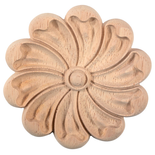Geschnitzte Holzrosette rund, mit Blumenmotiv
