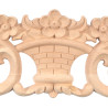 Carved wood ornament with flower basket motif