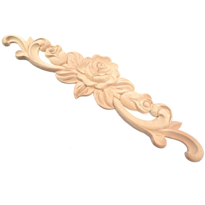 Carved wooden ornaments with rose motif, wooden rosette for furniture