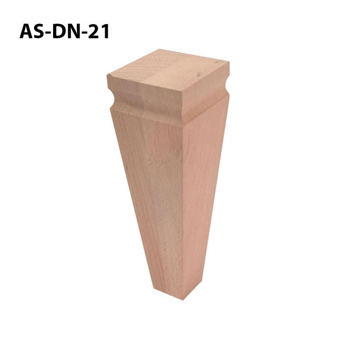 Gamba quadrata in legno per mobili, alta 250 mm