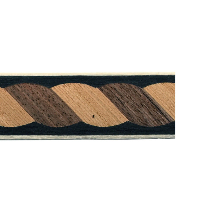 Marquetry with spiral intarsia wood patterns
