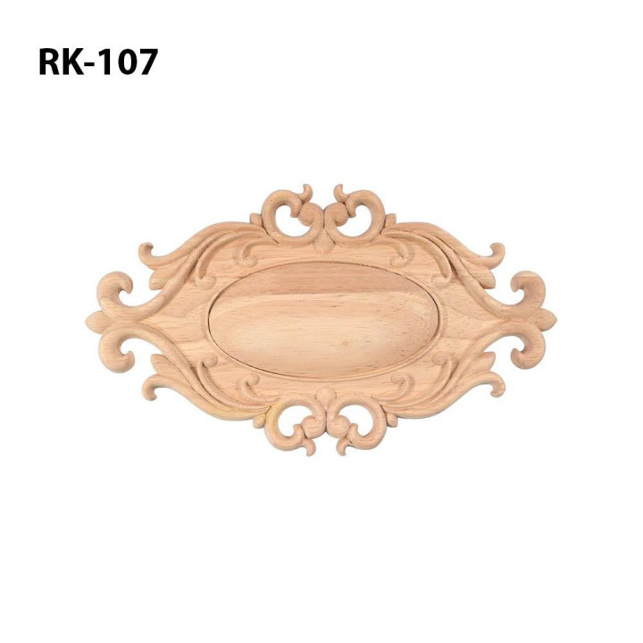 Oválná dřevěná rozeta dekorace nábytku, dřevořezby Vyřezávaný ornament