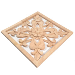 Roseta de madeira, apliques de madeira esculpida com padrões florais emoldurados