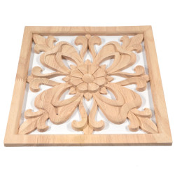Lesena rozeta, izrezljane lesene aplikacije z uokvirjenimi cvetličnimi vzorci