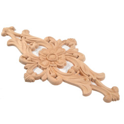 Wooden ornaments with floral patterns.