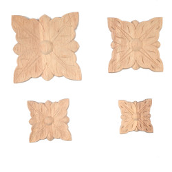 Wood rosette, wood carving in multiple sizes of natural wood.
