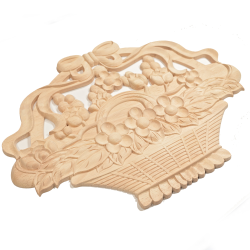 Wooden carvings in the shape of a flower basket, floral patterns