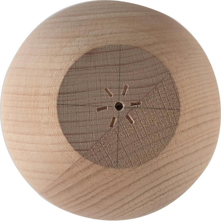 Pied de meuble en bois arrondi.