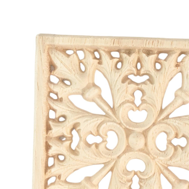Ornement en bois rectangulaire, motif feuille d'acanthe