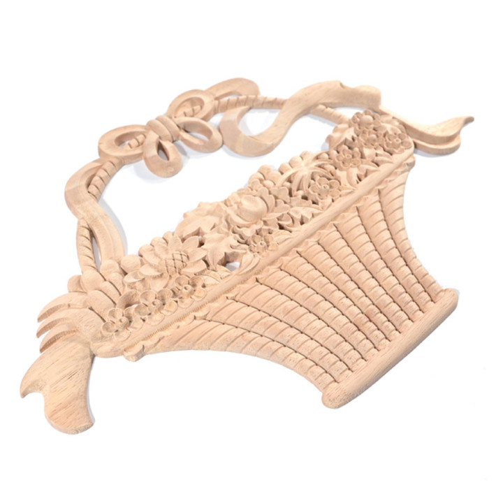 Holz Relief Ornamente mit dem schönen Blumenkorb Motiv jetzt günstig im Naturtrend Holzschnitzereien Online Shop zu erhalten