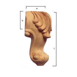 Noga meblowa z rzeźbą w kształcie liścia akantu wykonana z drewna egzotycznego