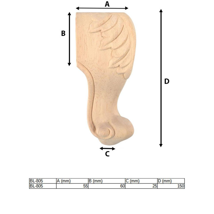 Træ møbelben, barok stil