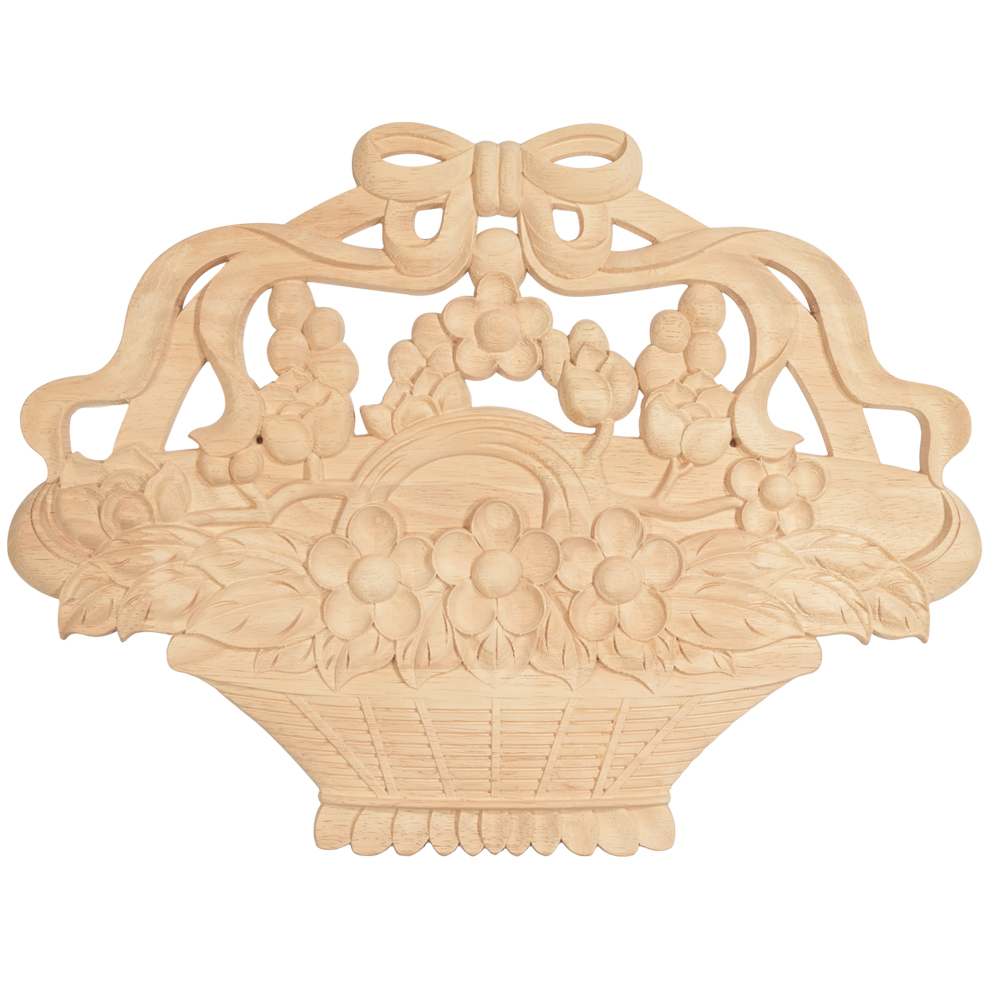 Decorative wooden mouldings carved in the shape of a flower basket