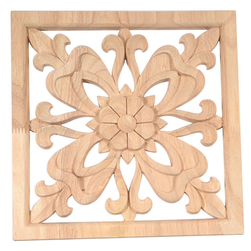 Wood carving flowers with leaf in frame