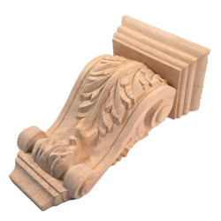 Wood appliques with acanthus leaf carving