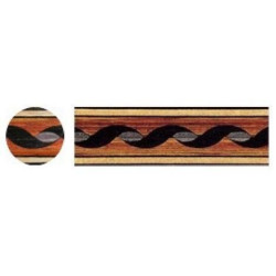 Wood marquetry with black waves motifs