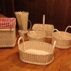 Baskets made using round reed for basket making, binding cane, flat rattan reed.
