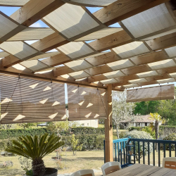 Pergola shade, outdoor bamboo blinds You measure it we make it! 6 different materials, 4 mechanism to choose from.