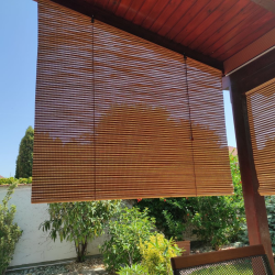 Bamboo blinds production and parts. Straight and slanted blinds for perfect shading.