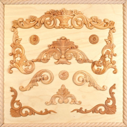 Carved wood ornaments can be surface treated in a variety of ways.